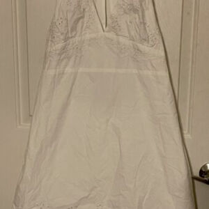 NEW Zara Embroidered Eyelet Sleeveless Halter Neck Fitted A Line Mini Dress XL